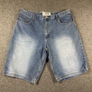 Y2K NYC‎ Baggy Jean Shorts Jorts Mens 40 Denim Faded Wash 14" Inseam